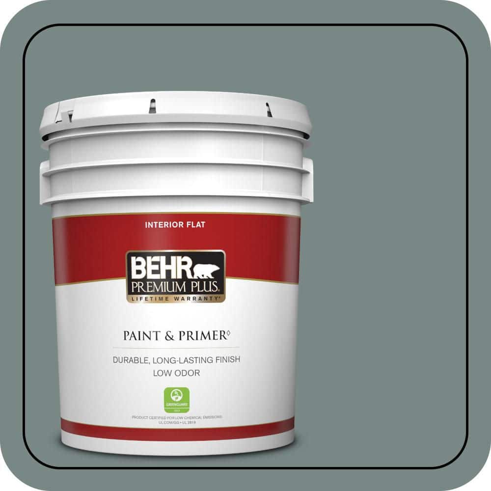 BEHR PREMIUM PLUS 5 gal. #PPU12-16 Juniper Ash Flat Low Odor Interior Paint & Primer