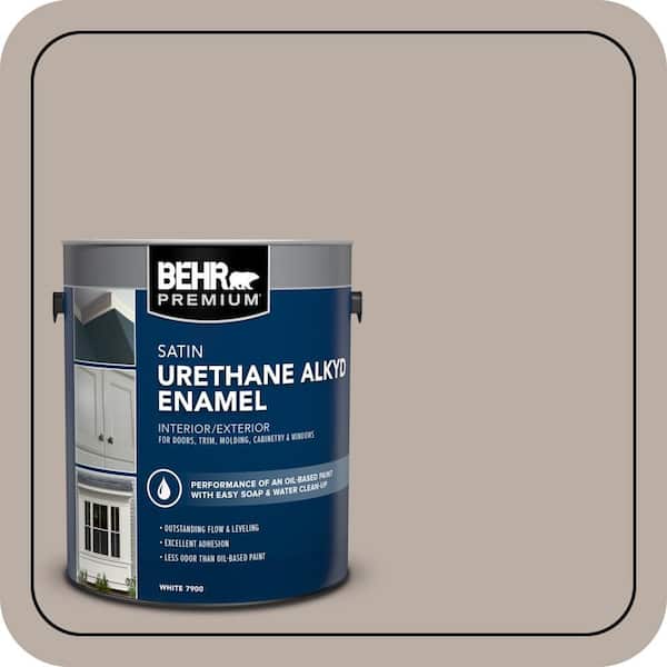 BEHR PREMIUM 1 gal. #N200-3 Nightingale Gray Urethane Alkyd Satin Enamel Interior/Exterior Paint (2)