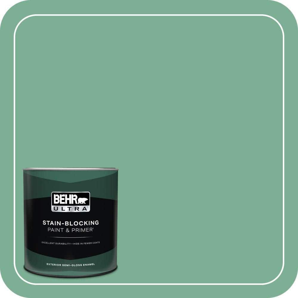 BEHR ULTRA 1 qt. #MQ6-12 Nature Green Semi-Gloss Enamel Exterior Paint & Primer