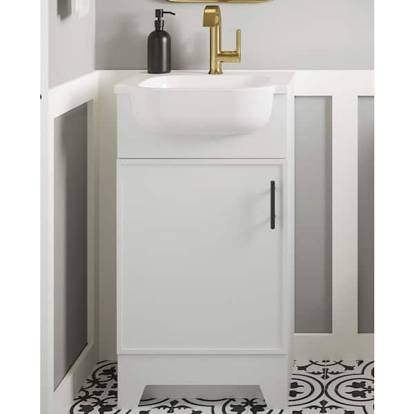 Glacier Bay Burgess 19 in. Single Sink Freestanding White Bathroom Vanity with White Cultured Marble Top (Assembled)