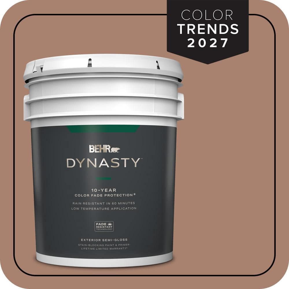 BEHR DYNASTY 5 gal. #S190-5 Cocoa Nutmeg Semi-Gloss Enamel Exterior Stain-Blocking Paint & Primer