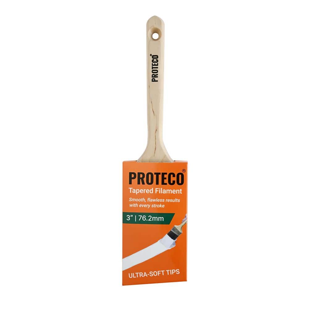 Proteco 3 in. Angled Premium Polyester Long-Handled Tapered Filament Angle Sash Brush(1-Pack) (1)