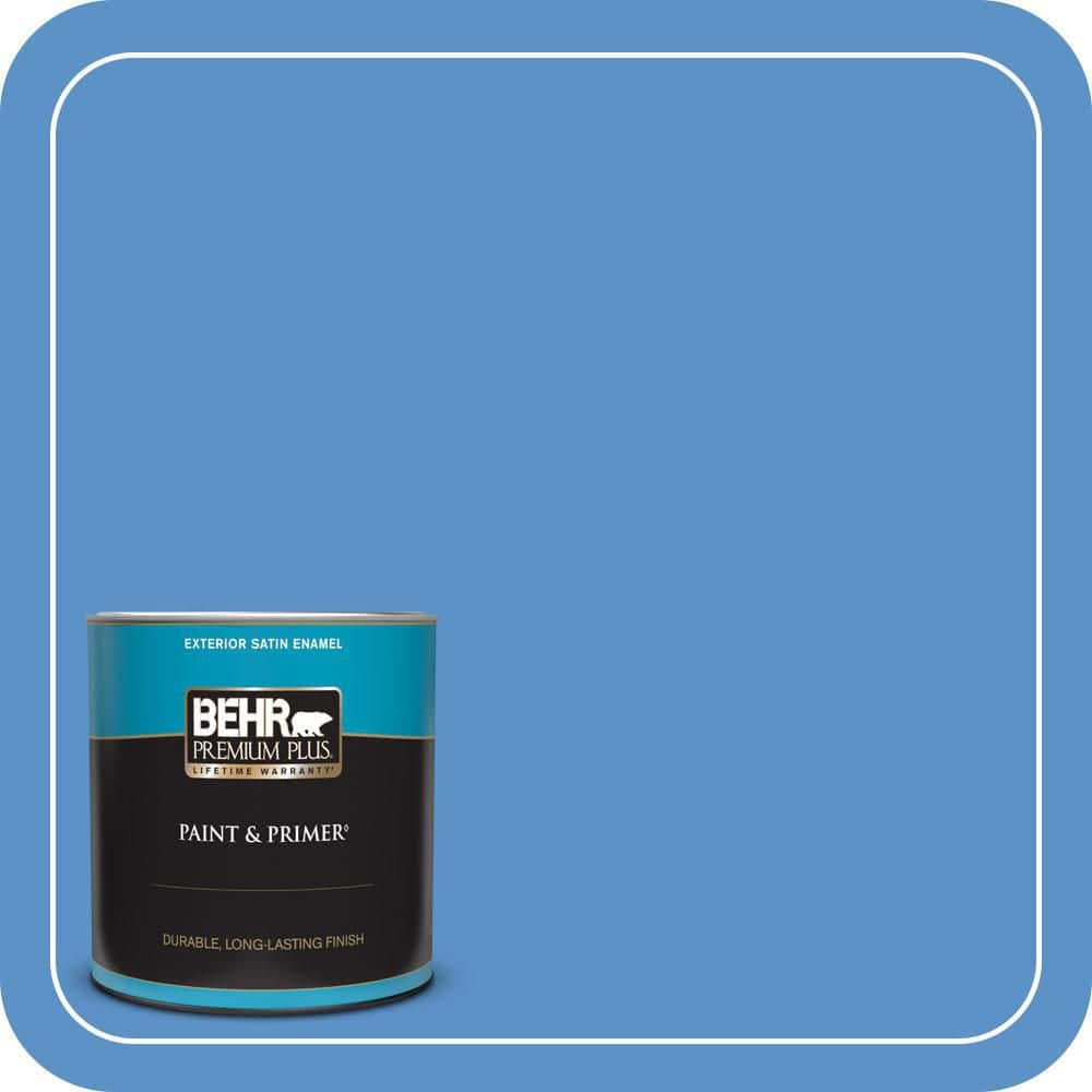 BEHR PREMIUM PLUS 1 qt. #MQ4-26 Come Sail Away Satin Enamel Exterior Paint & Primer