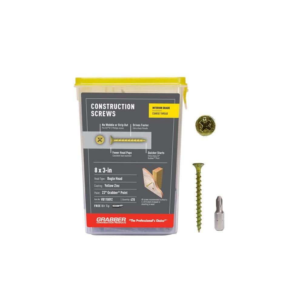Grabber #8 x 3 in. Gold Phillips Bugle Head Screw (5 lb. per Box) (2)