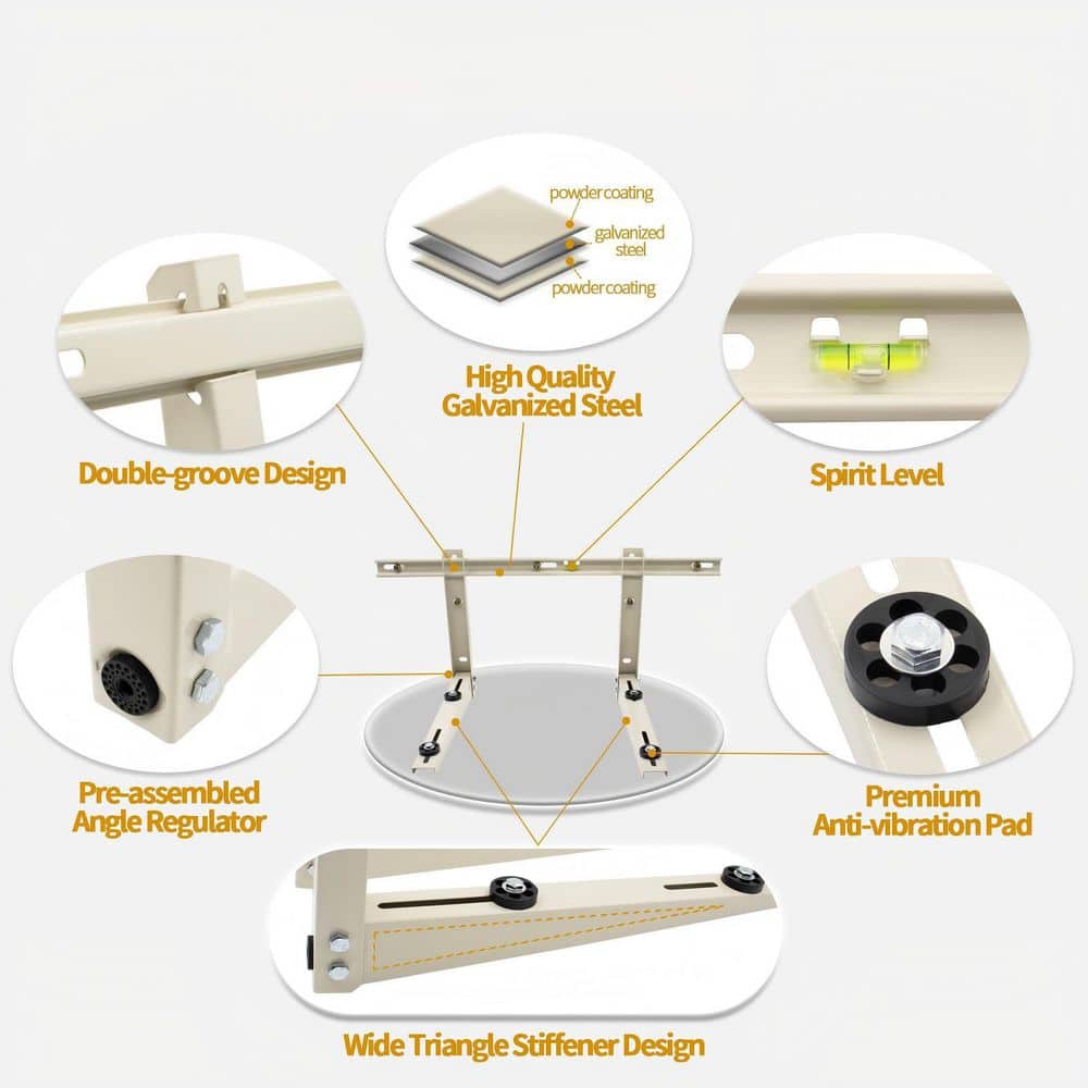 Helhom Mini Split Wall Mounting Bracket for Universal 7000-36000 BTU Ductless Air Conditioners Heat Pumps, 400 lbs. (3)