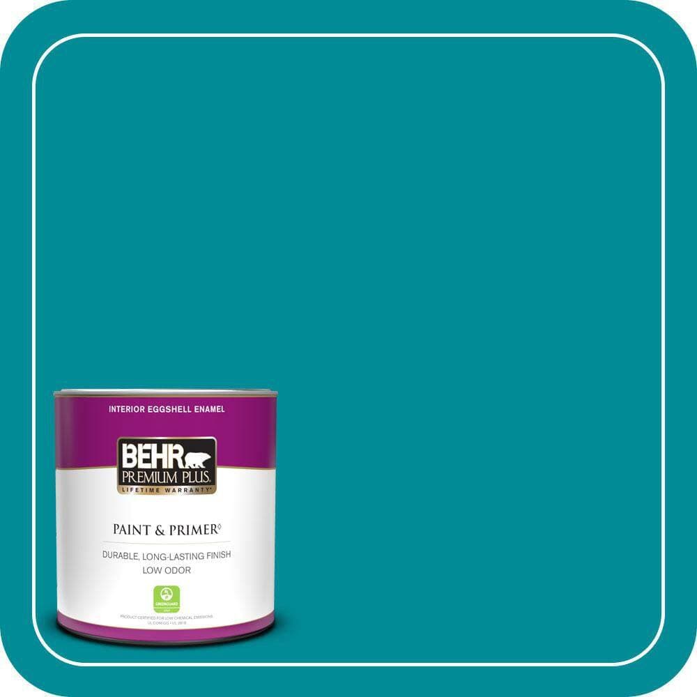 BEHR PREMIUM PLUS 1 qt. #510B-7 Empress Teal Eggshell Enamel Low Odor Interior Paint & Primer