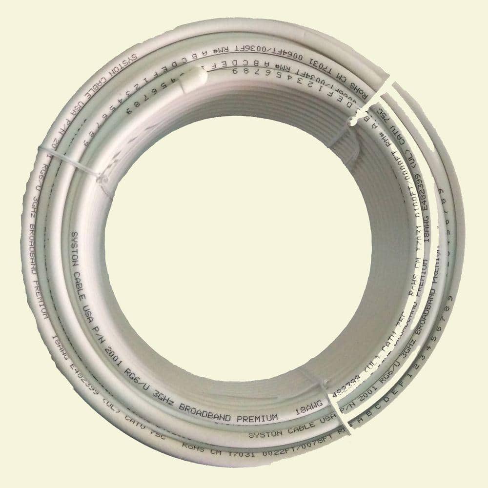 Syston Cable Technology RG6 Dual Shield 100 ft. White CM Coaxial Cable