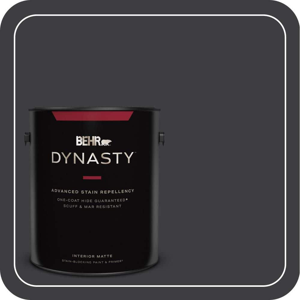 BEHR DYNASTY 1 gal. #PPH-34 Black Smoke Matte Interior Stain-Blocking Paint & Primer
