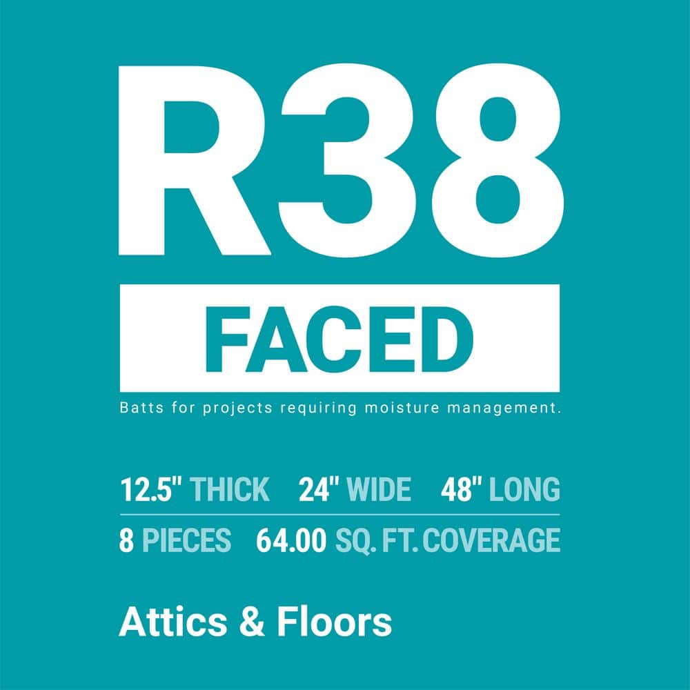 Owens Corning R-38 Faced Fiberglass Insulation Batt 24 in. x 48 in. (1 Bag) (3)