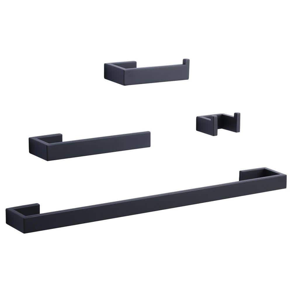 VEVETTA 4-Piece Bath Hardware Set with Towel Bar Toilet Paper Holder and Towel Hook (1)