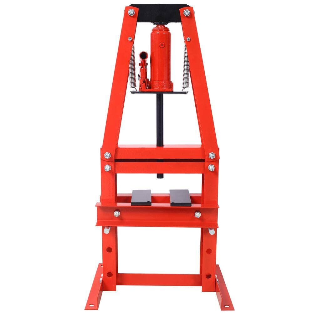 Tatayosi 6-Ton Benchtop Hydraulic A-Frame Garage Floor Adjustable Shop Press with Press Plates, Red (3)