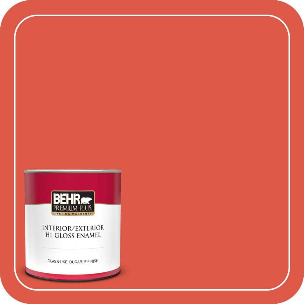 BEHR PREMIUM PLUS 1 qt. #T12-7 Red Wire Hi-Gloss Enamel Interior/Exterior Paint & Primer