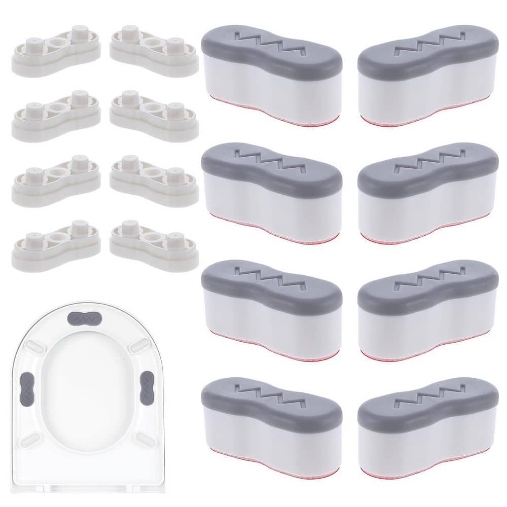 Anqtovp 8pcs Toilet Seat Risers Bidet Attachment with Self Adhesive Rubber Bumpers 2-Heights Universal Replacement (1)