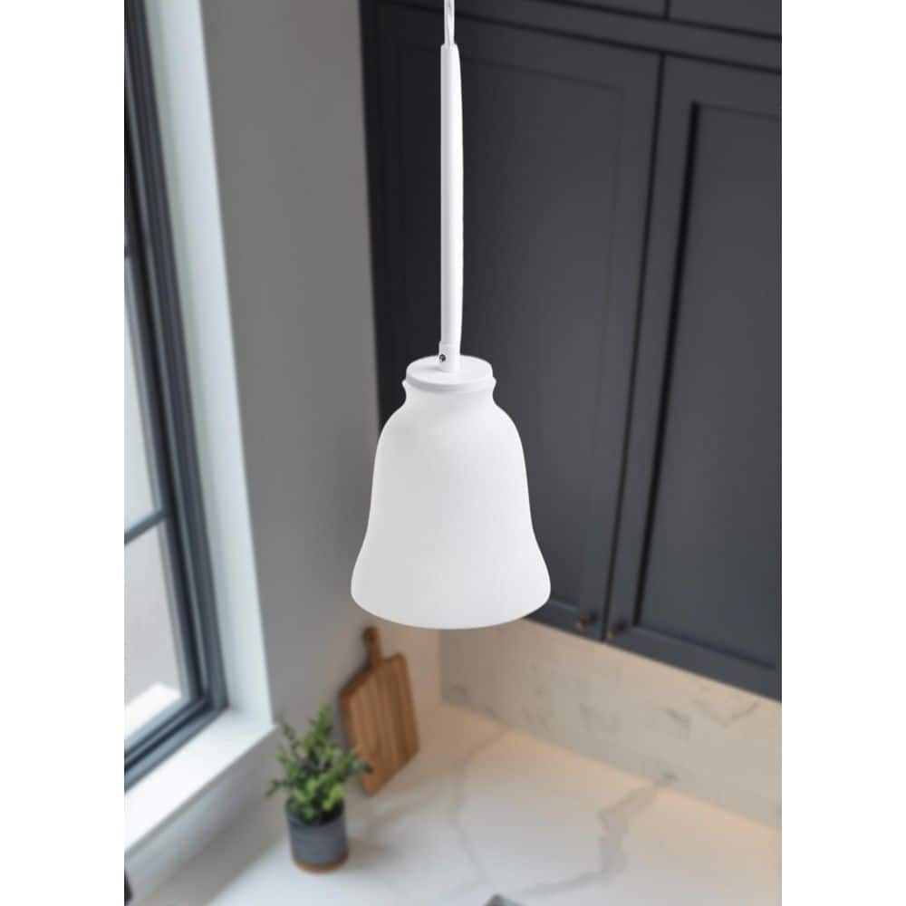 PRIVATE BRAND UNBRANDED White Pendant Light Kit with Partial Down Rod and Adjustable Height Wire (3)
