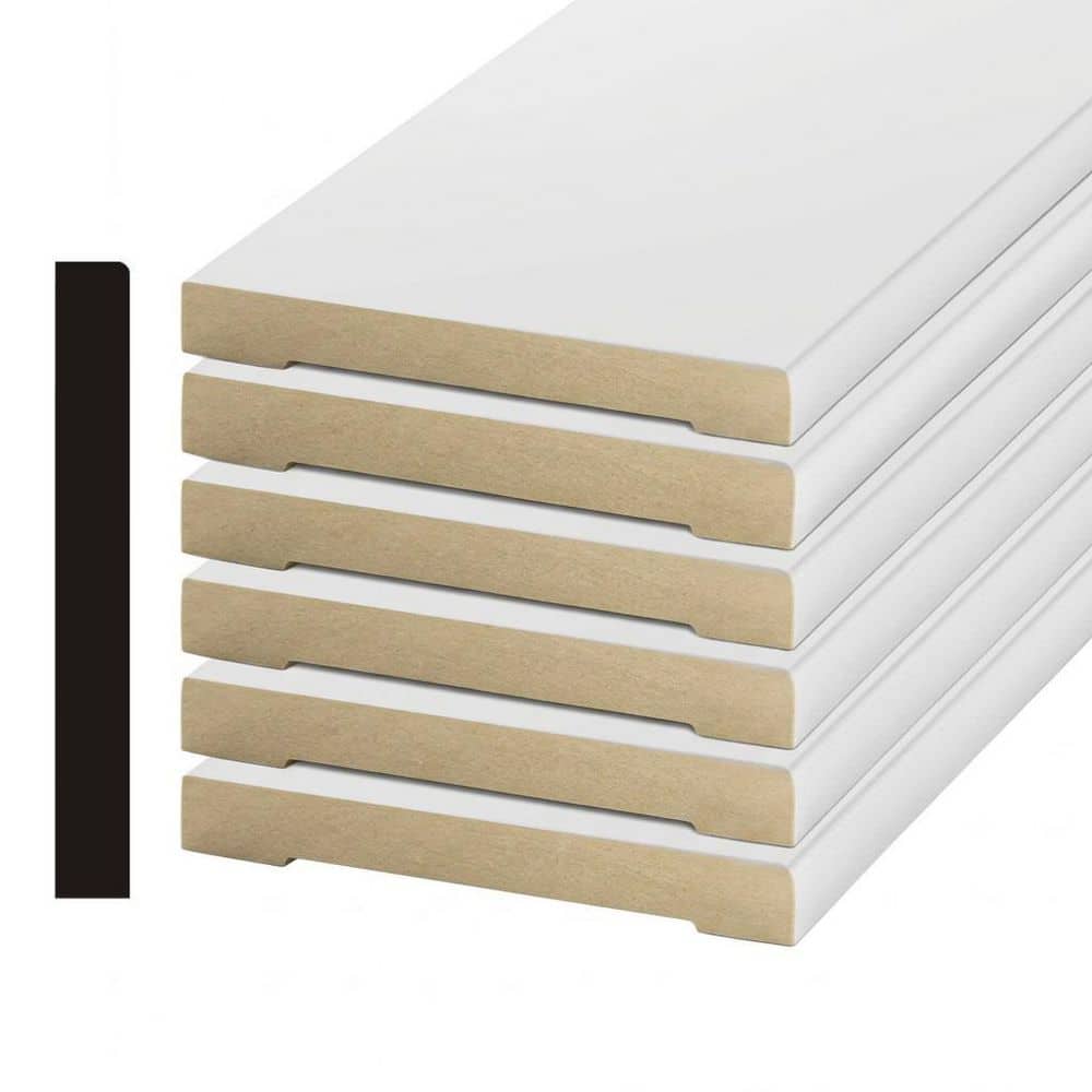 Builders Choice Pro Pack OP2388 1/2 in. x 5-1/2 in. x 144 in. Primed MDF Baseboard Moulding (6-Pack − 72 Total Linear Feet)