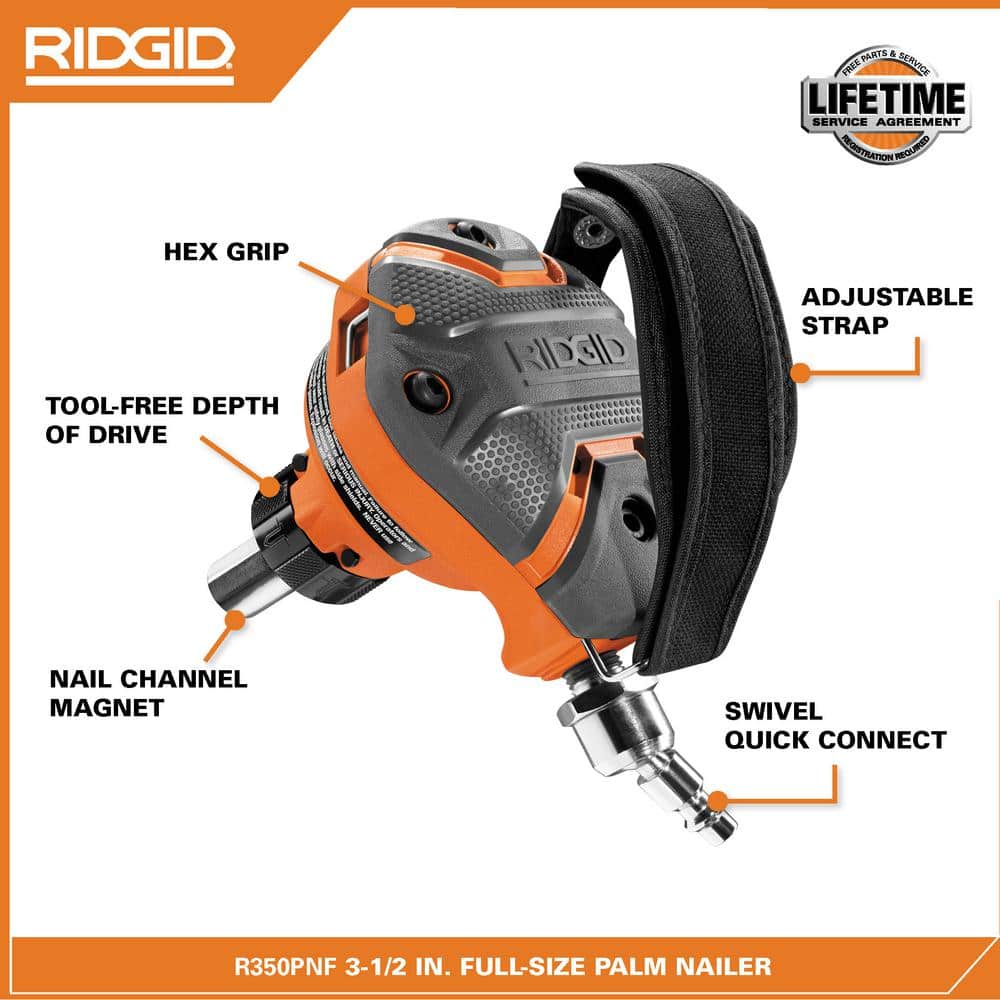 RIDGID Pneumatic 3-1/2 in. Full-Size Palm Nailer (2)