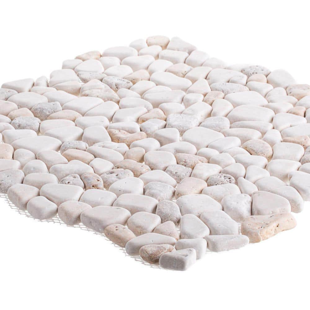 Jeffrey Court Creama River Rock 11.25 in. x 11.25 in. Honed Marble/ Limestone Floor and Wall Mosaic Tile (.0878 sq. ft./Each) (4)
