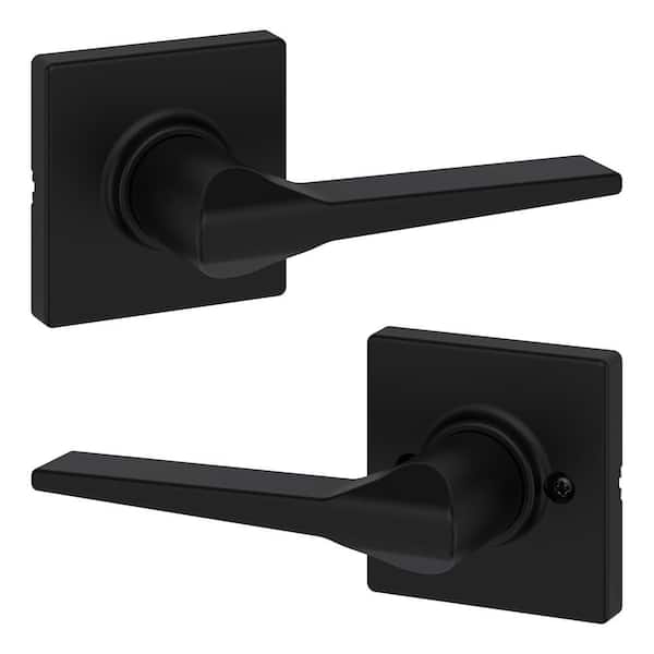 Kwikset Hollis Matte Black Hall/Closet Passage Door Lever (2)