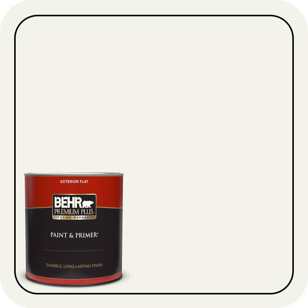 BEHR PREMIUM PLUS 1 qt. #PWN-50 Snowy Egret Flat Exterior Paint & Primer