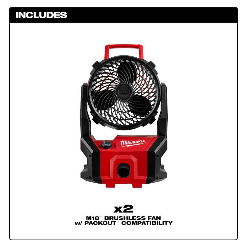 Milwaukee M18 18-Volt Lithium-Ion Brushless Cordless PACKOUT Jobsite Fan (2-Tool) (2)