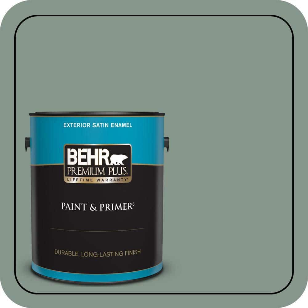 BEHR PREMIUM PLUS 1 gal. #N420-4 Underground Gardens Satin Enamel Exterior Paint & Primer