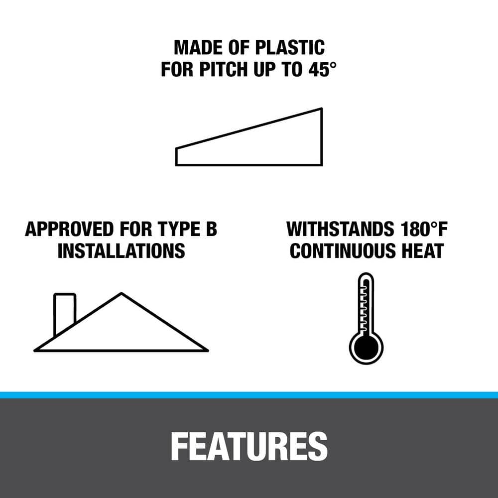 Oatey No-Calk Thermoplastic Vent Pipe Roof Flashing with Diameter (4)