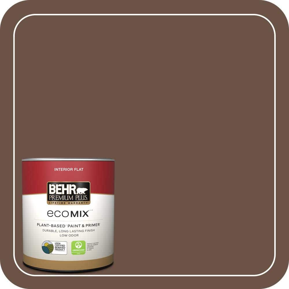 BEHR PREMIUM PLUS 1 qt. #MQ2-05A Authentic Brown Flat EcoMix Plant-Based Interior Paint & Primer (1)