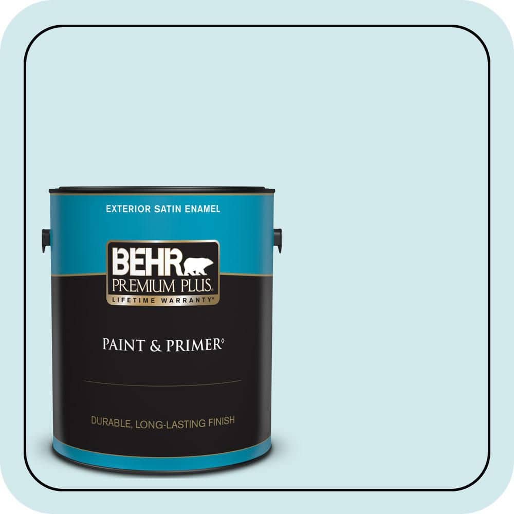 BEHR PREMIUM PLUS 1 gal. #540C-1 Mineral Water Satin Enamel Exterior Paint & Primer