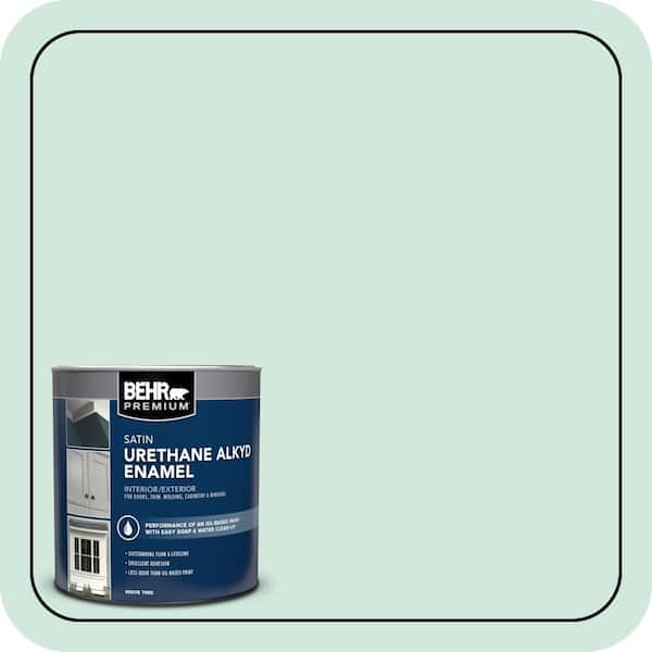 BEHR PREMIUM 1 qt. #M420-2 Green Aqua Satin Enamel Urethane Alkyd Interior/Exterior Paint (2)