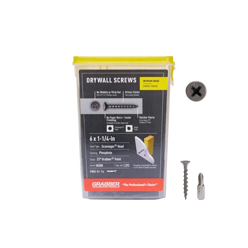 Grabber #6 x 1 1/4 in. Phillips Scavenger Head Coarse Thread Drywall Screws (5 lb. box)