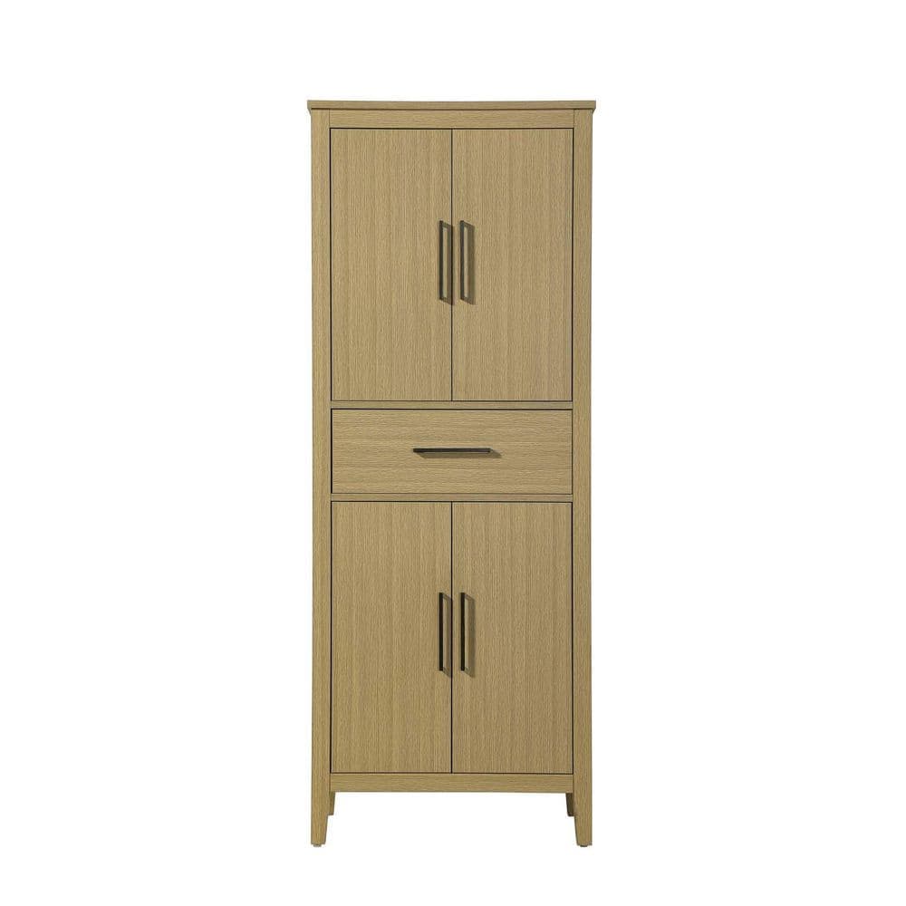 TIMELESS HOME 28 in. W x 18 in. D x 72 in. H Honey Brown Freestanding Linen Cabinet (1)