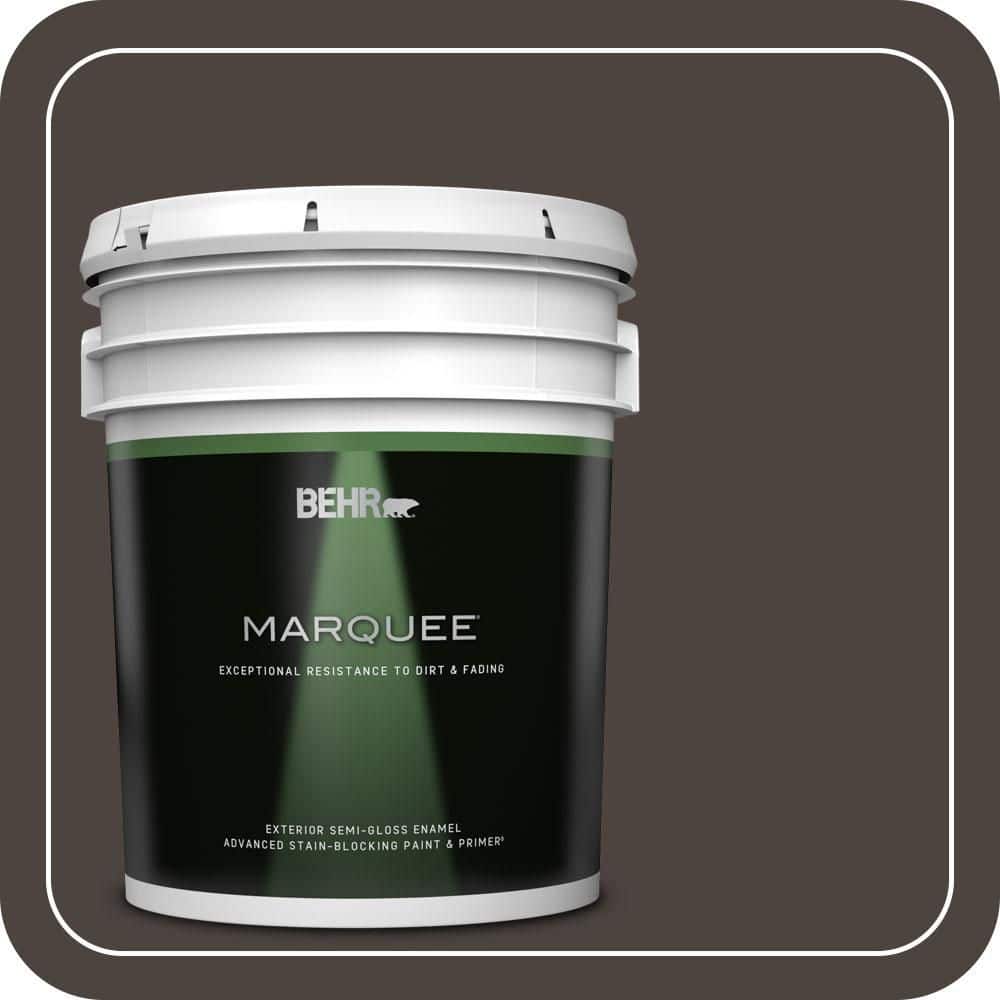 BEHR MARQUEE 5 gal. #PPU5-01 Espresso Beans Semi-Gloss Enamel Exterior Paint & Primer
