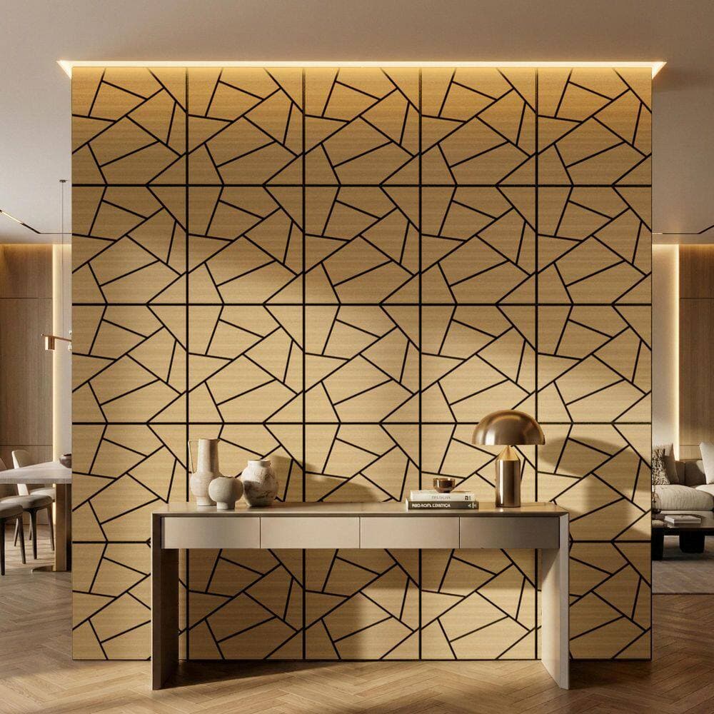 Mlfortlife Oak 0.7 in. x 1.97 ft. x 1.97 ft. Geometric Acoustic Decorative Wall Paneling (4 Piece/15.5 sq. ft. ) (2)