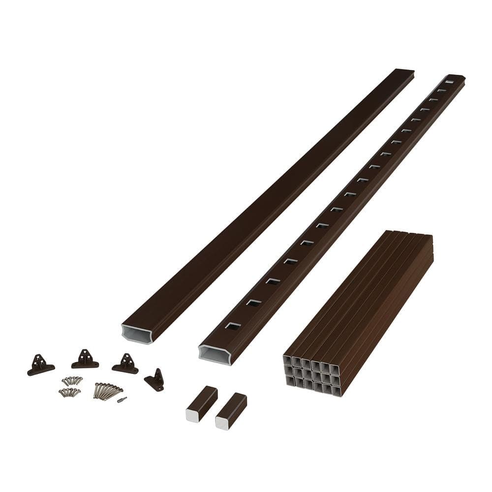 Fiberon BRIO 36 in. x 96 in. (Actual: 36 in. x 91 in.) Brown PVC Composite Line Railing Kit w/ Square Composite Balusters
