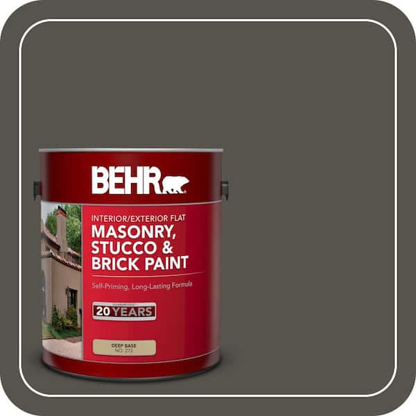 BEHR 1 gal. #790D-7 Black Bean Flat Interior/Exterior Masonry, Stucco and Brick Paint (2)