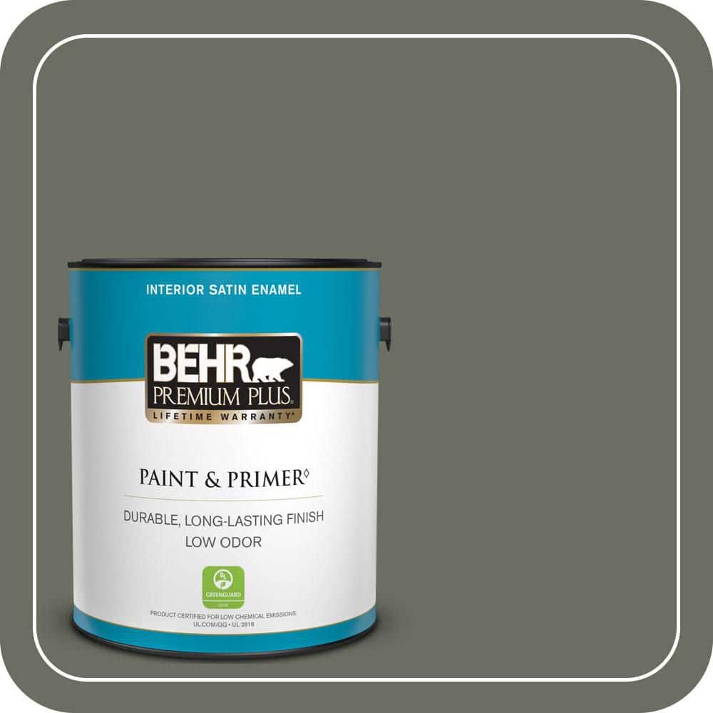 BEHR PREMIUM PLUS 1 gal. #N380-6 Bonsai Trunk Satin Enamel Low Odor Interior Paint & Primer