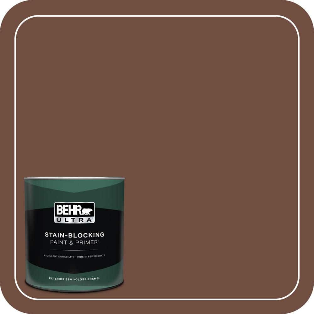 BEHR ULTRA 1 qt. #N160-7 Brown Velvet Semi-Gloss Enamel Exterior Paint & Primer