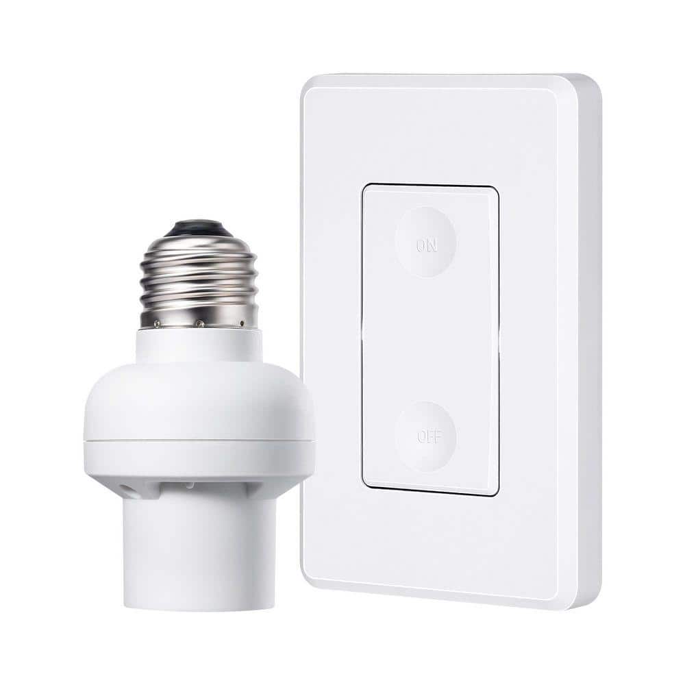 DEWENWILS 120-Volt Remote Control Light Bulb Socket w/ Wall Mounted Wireless Controller, ( Wall Switch Plus Socket)