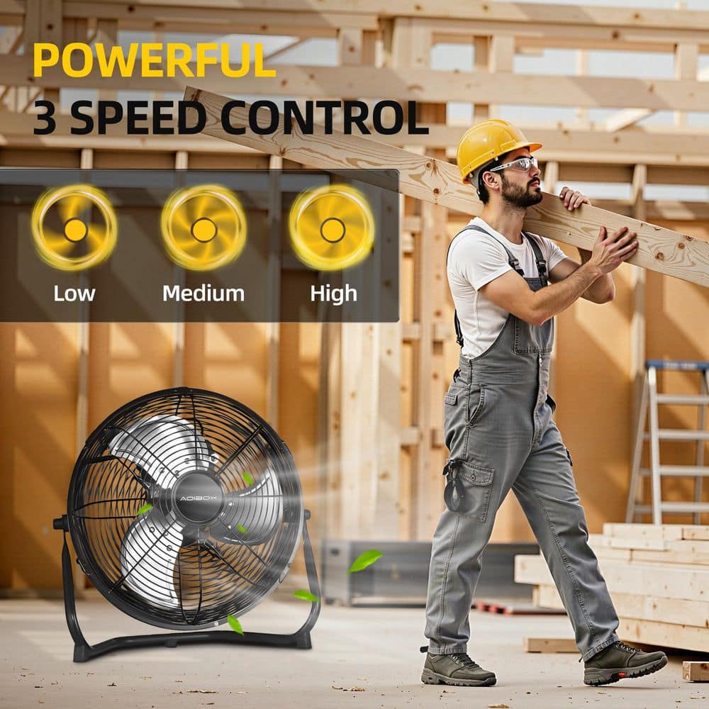 Edendirect 18 in. 3-Speed High-Velocity Industrial Heavy Duty Metal Floor Fan in Black with Tilting Head for Outdoor/Indoor Use (3)