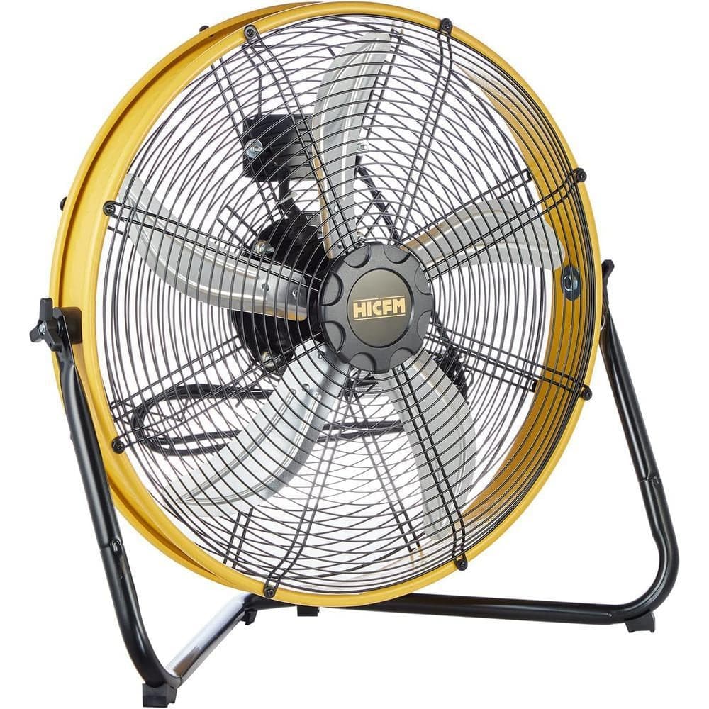20 in. 3 Speeds Heavy Duty Shroud Floor Fan in Yellow with 1/4 HP Powerful Motor, 6300 CFM (1)