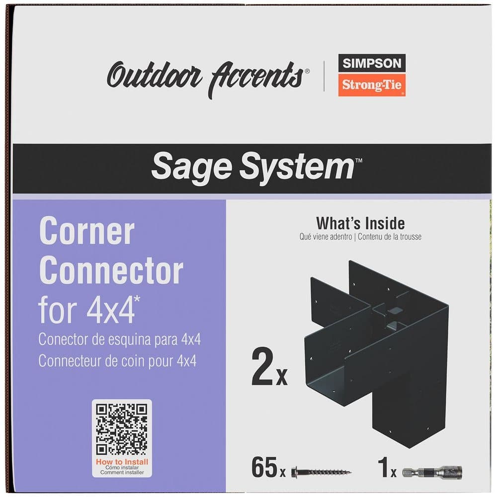 Simpson Strong-Tie Outdoor Accents Sage System Black Powder-Coated Corner Connector for 4x4 with Screws (2-Pack) (2)