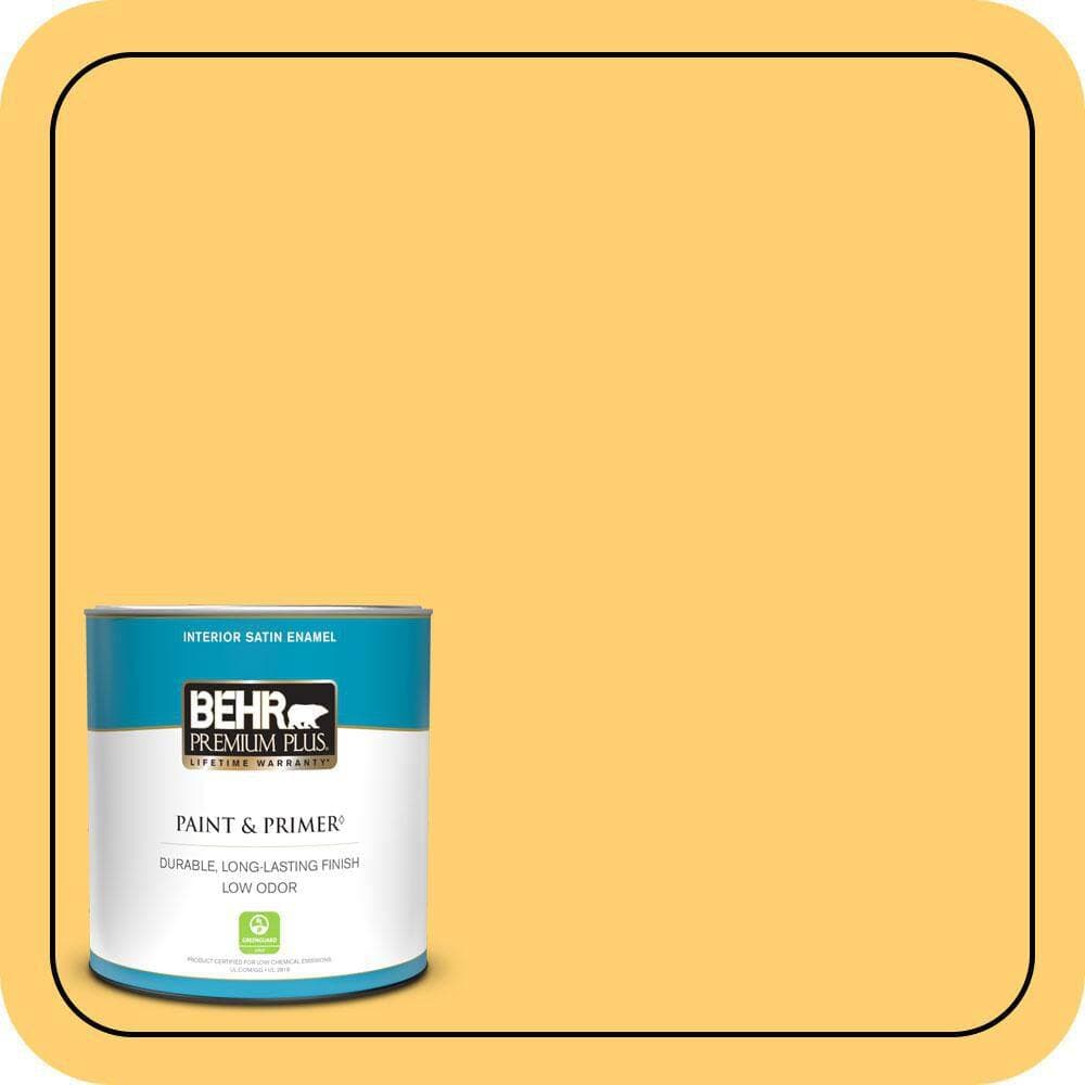 BEHR PREMIUM PLUS #320B-6 Mellow Yellow Flat Interior/Exterior Paint & Primer Color Sample (1)