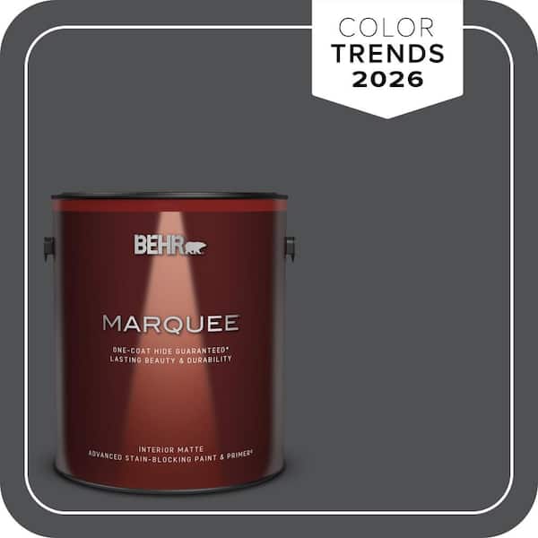 BEHR MARQUEE 1 gal. #PPU18-01 Cracked Pepper One-Coat Hide Matte Interior Paint & Primer (2)