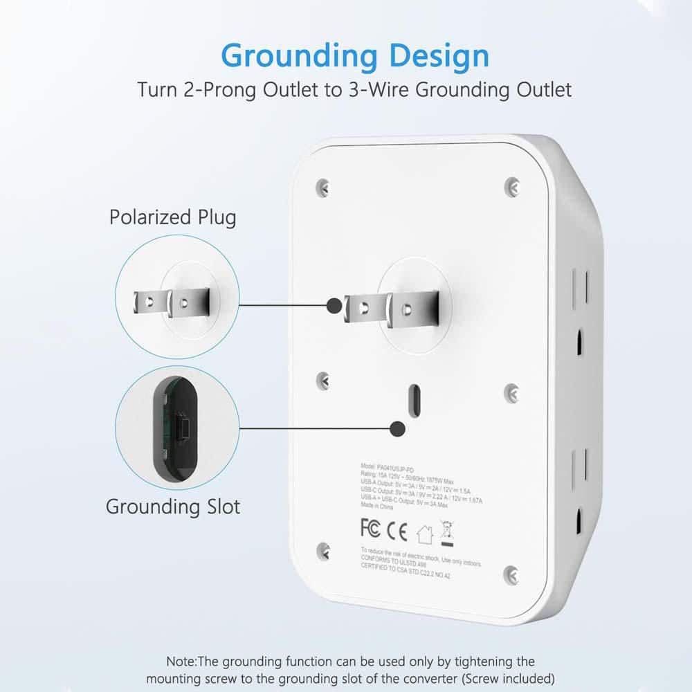YICHUHAOXI 2 Prong Power Strip 3 to 2 Prong Grounding Outlet Adapter Polarized Plug 6 Outlet Surge Protector 3-Pack (3)