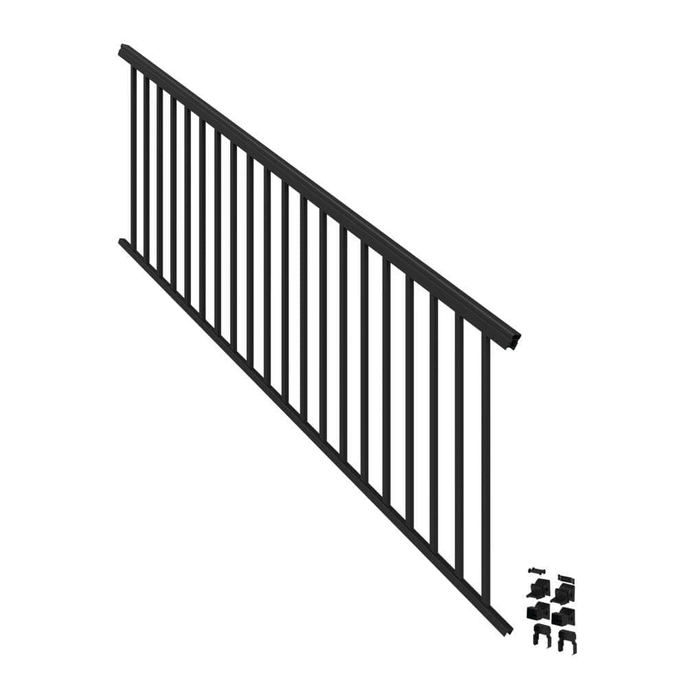 Barrette Outdoor Living VersaRail Classic 8 ft. x 36 in. Matte Black Aluminum Rail Stair Kit (3)