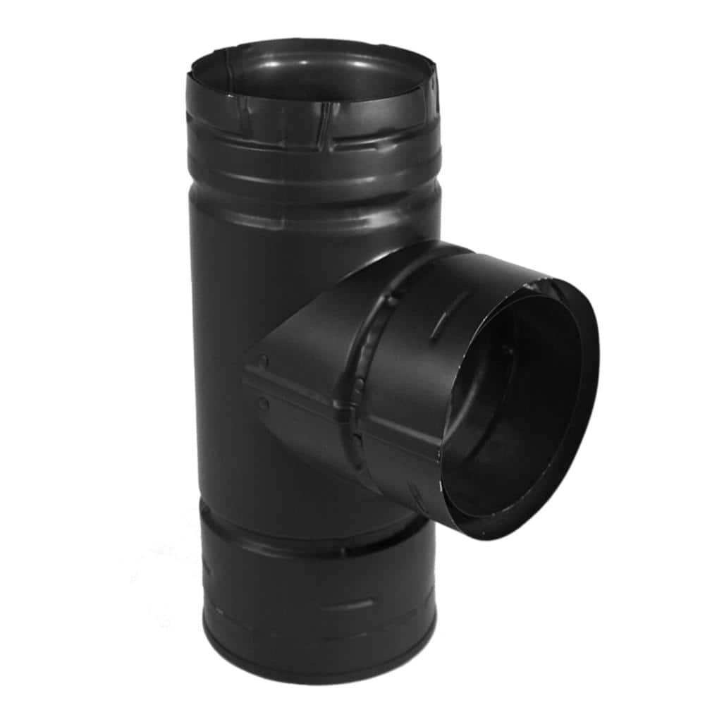 DuraVent PelletVent for Multi-Fuel 4in. Diameter Single Tee With Clean-Out Tee Cap, Painted Black (1)