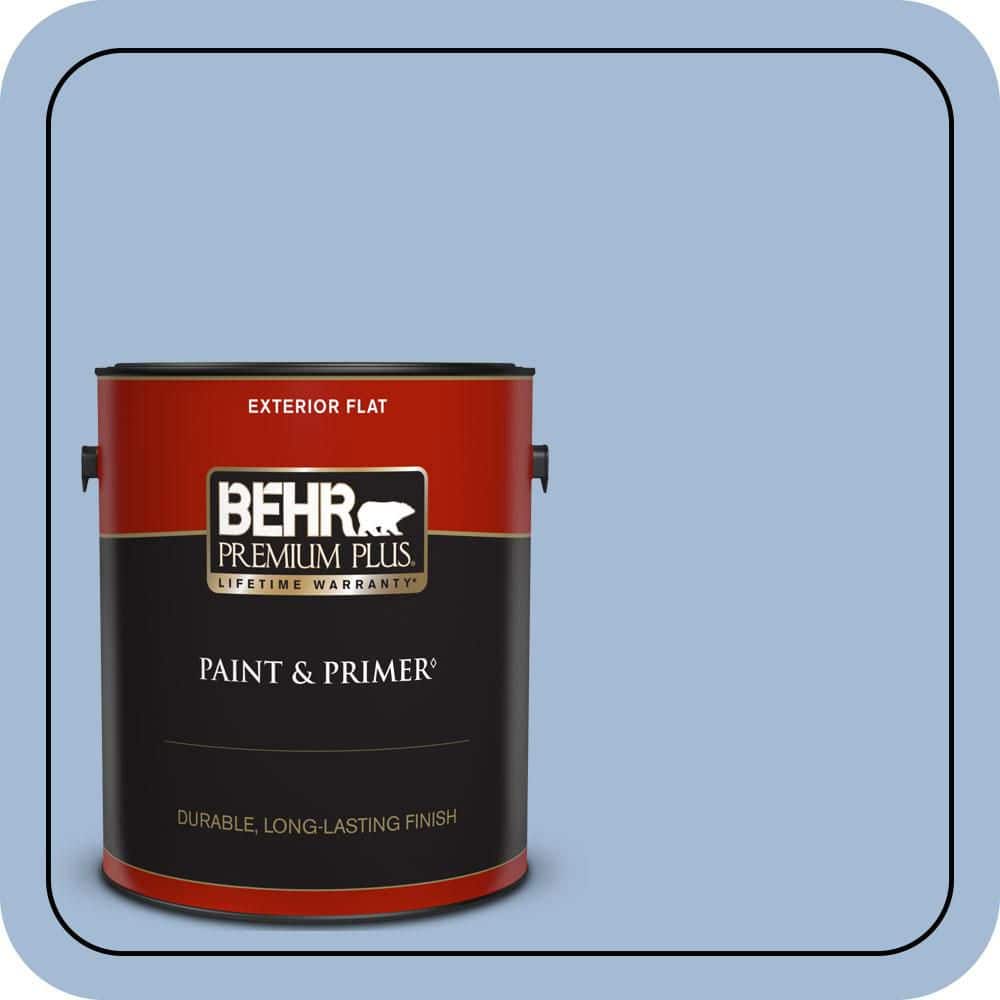 BEHR PREMIUM PLUS 1 gal. #M530-3 Perennial Blue Flat Exterior Paint & Primer (1)