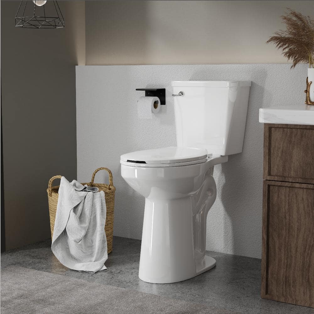Tall Toilets for Seniors 21 in 2-Piece 1.28 GPF Single Flush Elongated Raised Toilet in White, Soft Close Seat Included