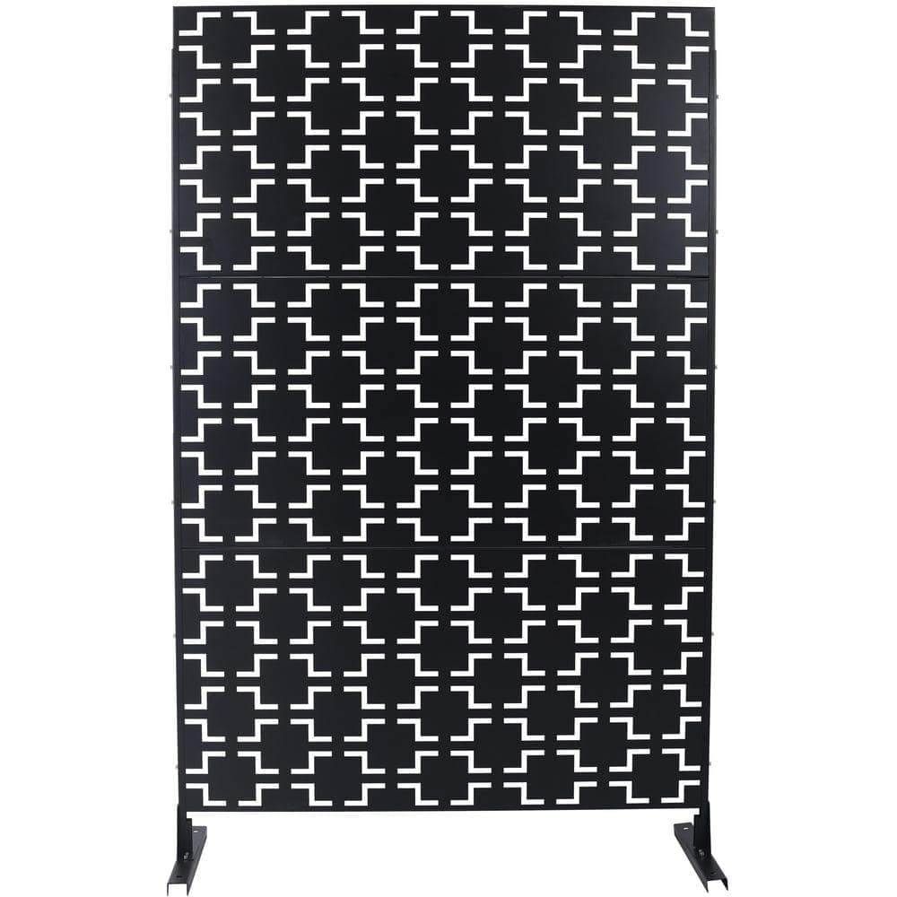 Boosicavelly 48 in. W x 76 in. H Black Steel Privacy Fence Screen for Garden Fence (Light Weight) (1)