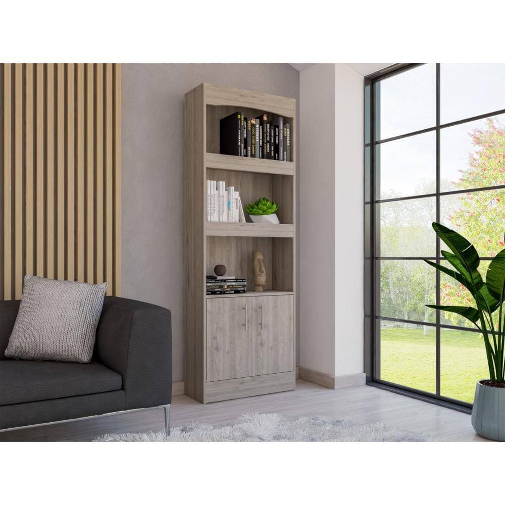 Tahanbath 24.90 in. W x 10.40 in. D x 71.10 in. H Gray Particle Board Freestanding Linen Cabinet with 3 Shelves in Light Gray (2)